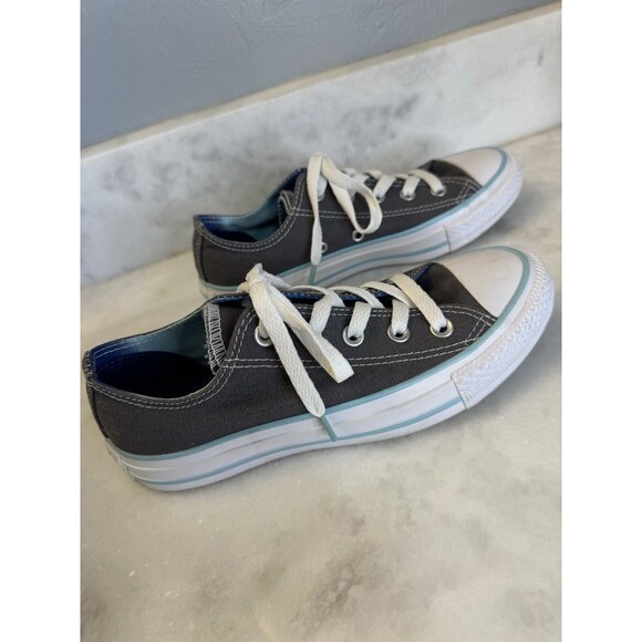 Converse All Star Lo Shoes, Double Tongue, Women's Size 6 Gray W/ Aqua Blue - Picture 5 of 11